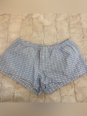Brandy Melville Light Blue Gingham Heart-Print Athletic Shorts